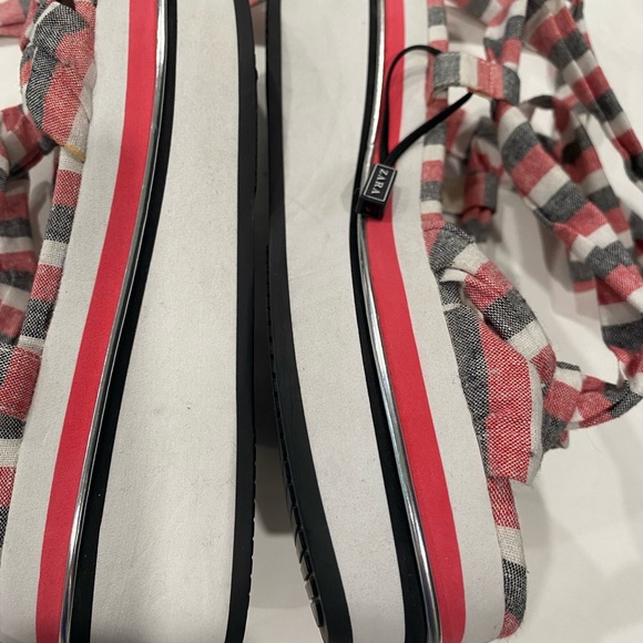 Zara Stripe Ankle Lace Up Chunky Platform Sandals Americana Red White, size 6 - Picture 7 of 10